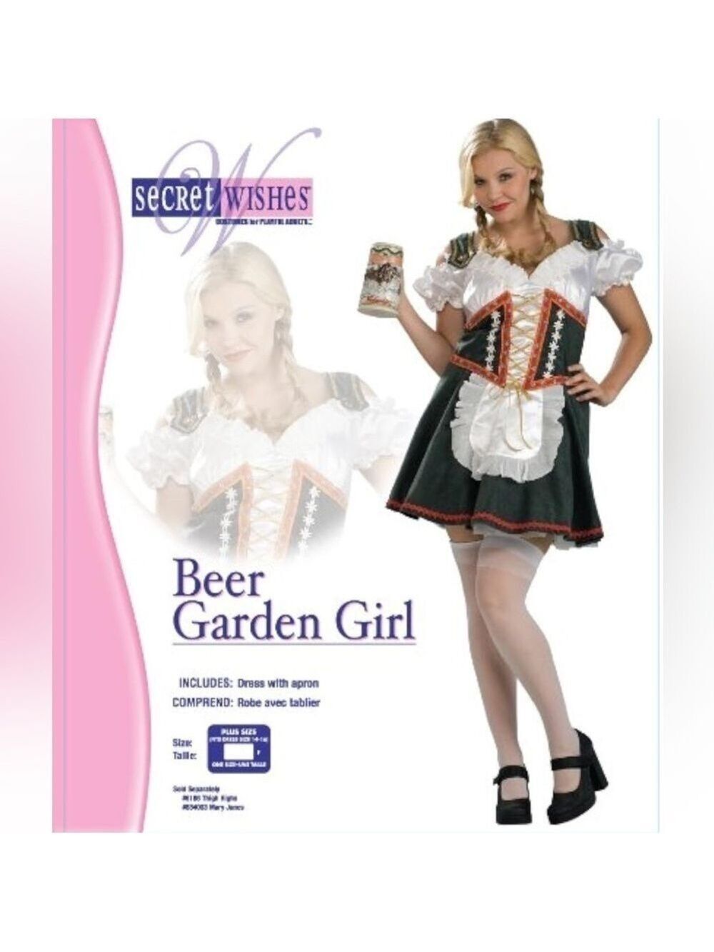 Secret Wishes Beer Garden Girl Oktoberfest Costume Dress Women Plus  14-16 New